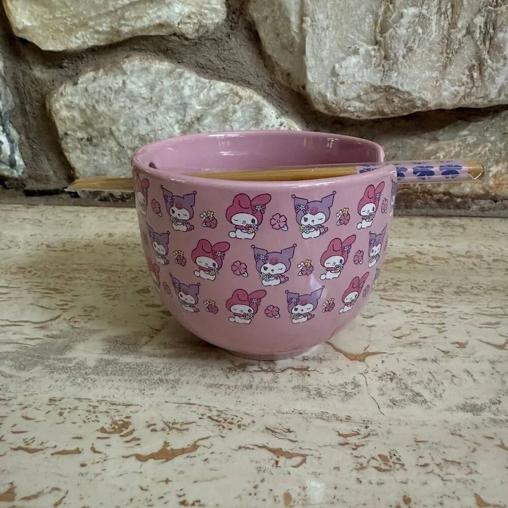 My Melody & Kuromi ramen bowl with chopsticks
